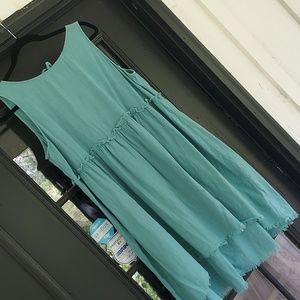 Teal linen dress